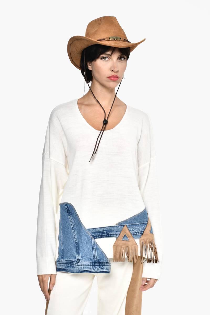 White Denim Blouse
